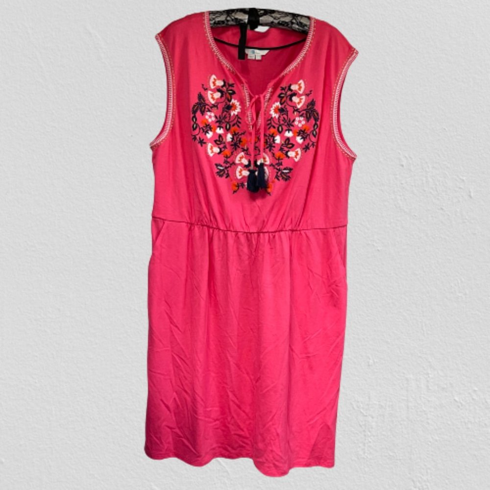 Boden Womens Catriona Embroidered Shift Dress Sleeveless Pullover Pink Size 16R - Picture 1 of 9